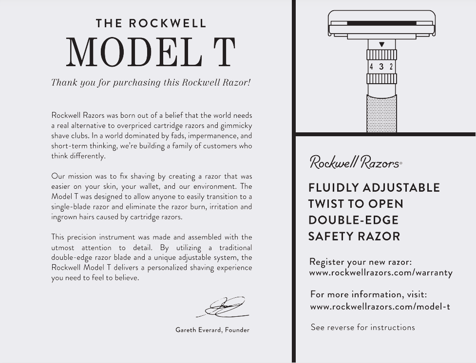 Rockwell T2 Dial Adjustable Stainless Steel Safety Razor