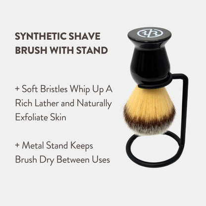 Rockwell Synthetic Shaving Brush with a Black Stand