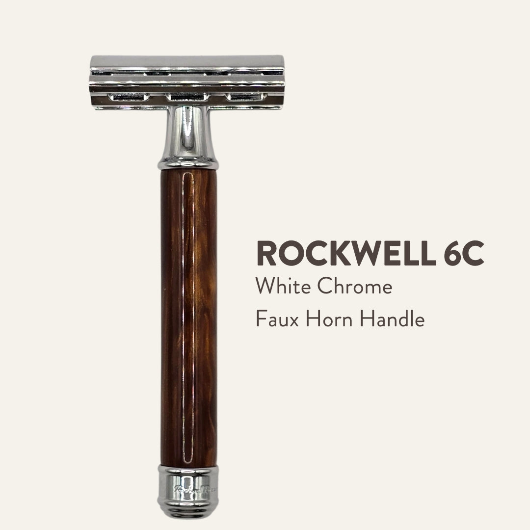 Rockwell 6C Adjustable White Chrome Razor with New Handles