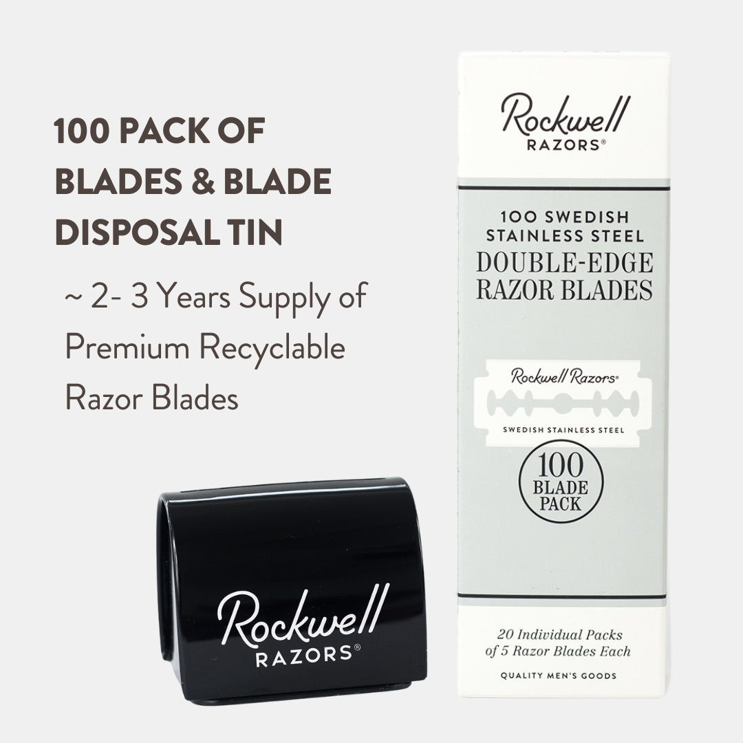 100 Razor Blades with a Blade Disposal Tin (~2-3 Years of Daily Shavin ...